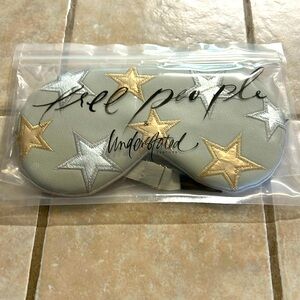 Free People NWOT Faux Grey Leather W/ Silver & Golver Stars Sleeping Eye Mask